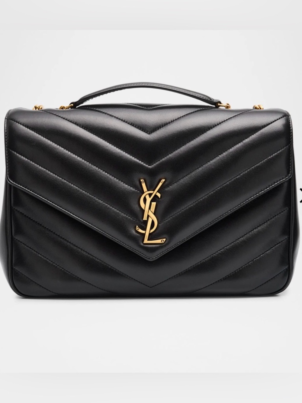 Yves Saint Laurent Black Quilted Leather Shoulder Bag with Gold YSL